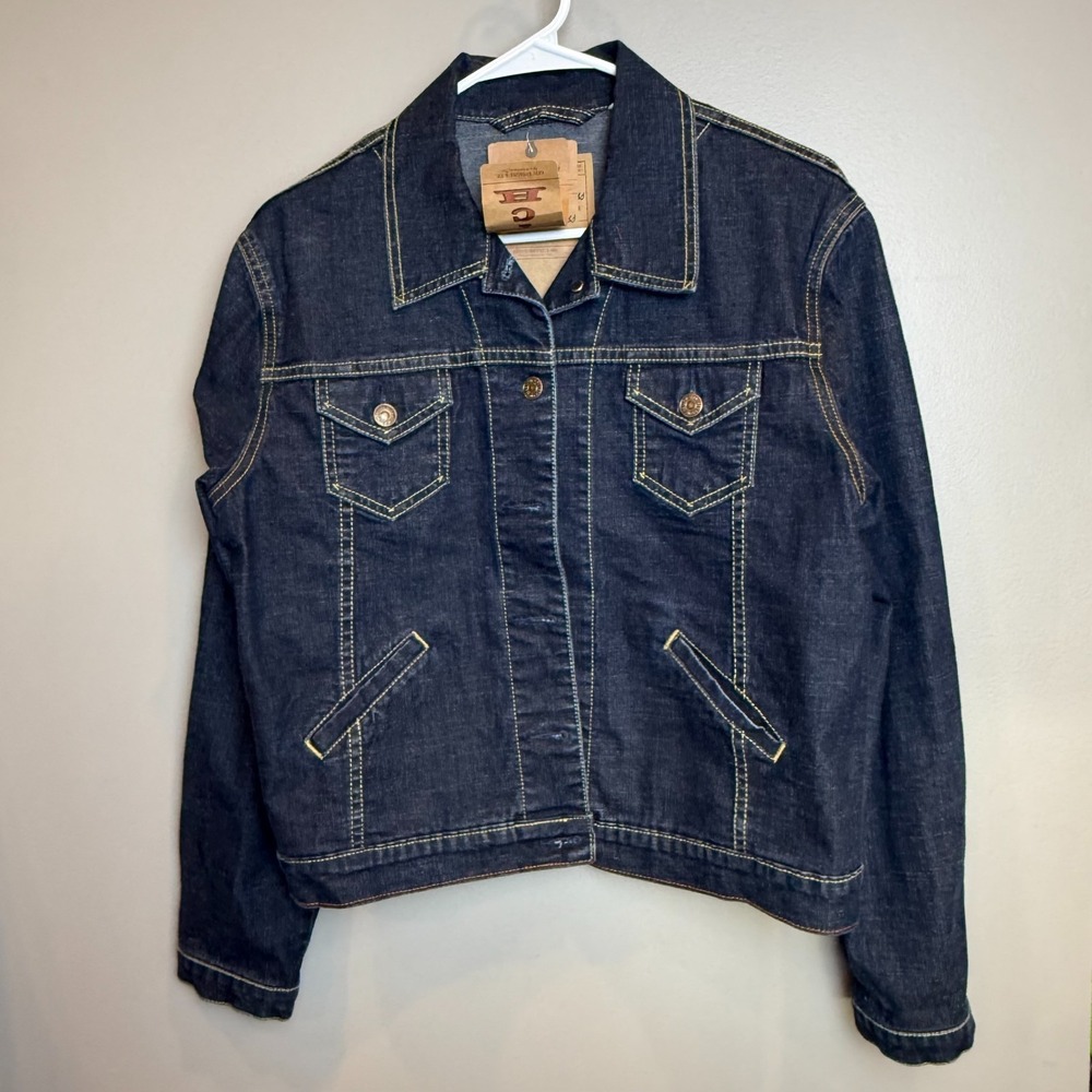 Levi Strauss Signature Dark Wash Denim Jacket Medium 8/10 Stretch Trucker Y2K